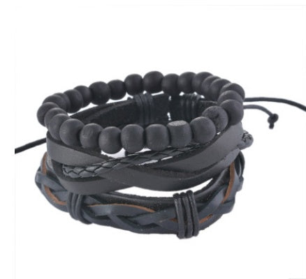 KRAKEEB Leather Bracelet Men Multilayer Bead Bracelet Punk Wrap Bracelets for Women Vintage punk Men Jewelry KRAKEEB